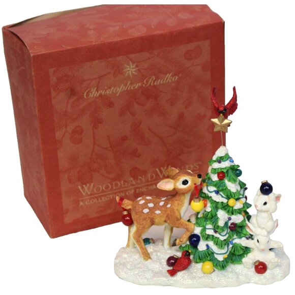 1998 Christopher Radko Woodland Winds Surrounded by Friends xmas Tree Fawn Bunny - Picture 1 of 10